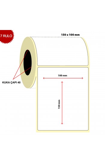 Barkod 100x150 Termal Etiket Eko Termal 250 Sarım 7 Rulo (1750 Adet)…